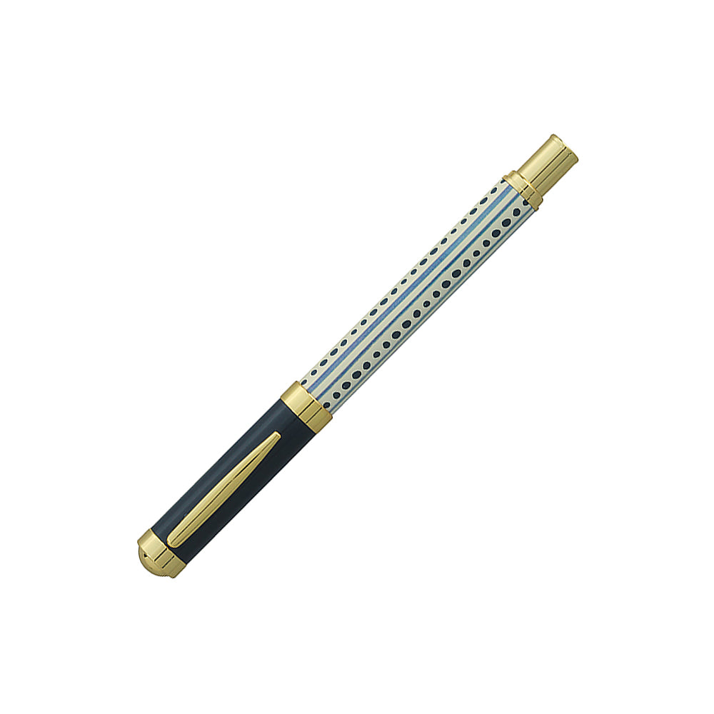 Stylo Plume Palazzo Maiolica Fond Laqué Avec Motif Bleu fermé à 45°, autre angle sur fond blanc.