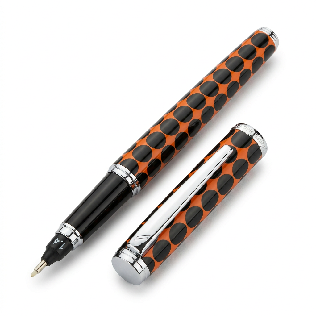 Feutre à cartouches d’encre Hechter Paris Challenger orange noir SD247233A ouvert avec capuchon retourné