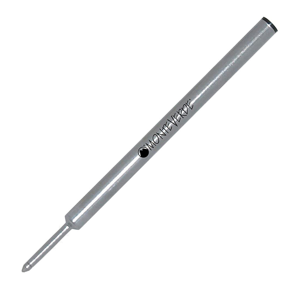 Recharge Monteverde compatible pour stylo roller Cross Noir Fine (une recharge), présentée à 45° sur fond blanc.