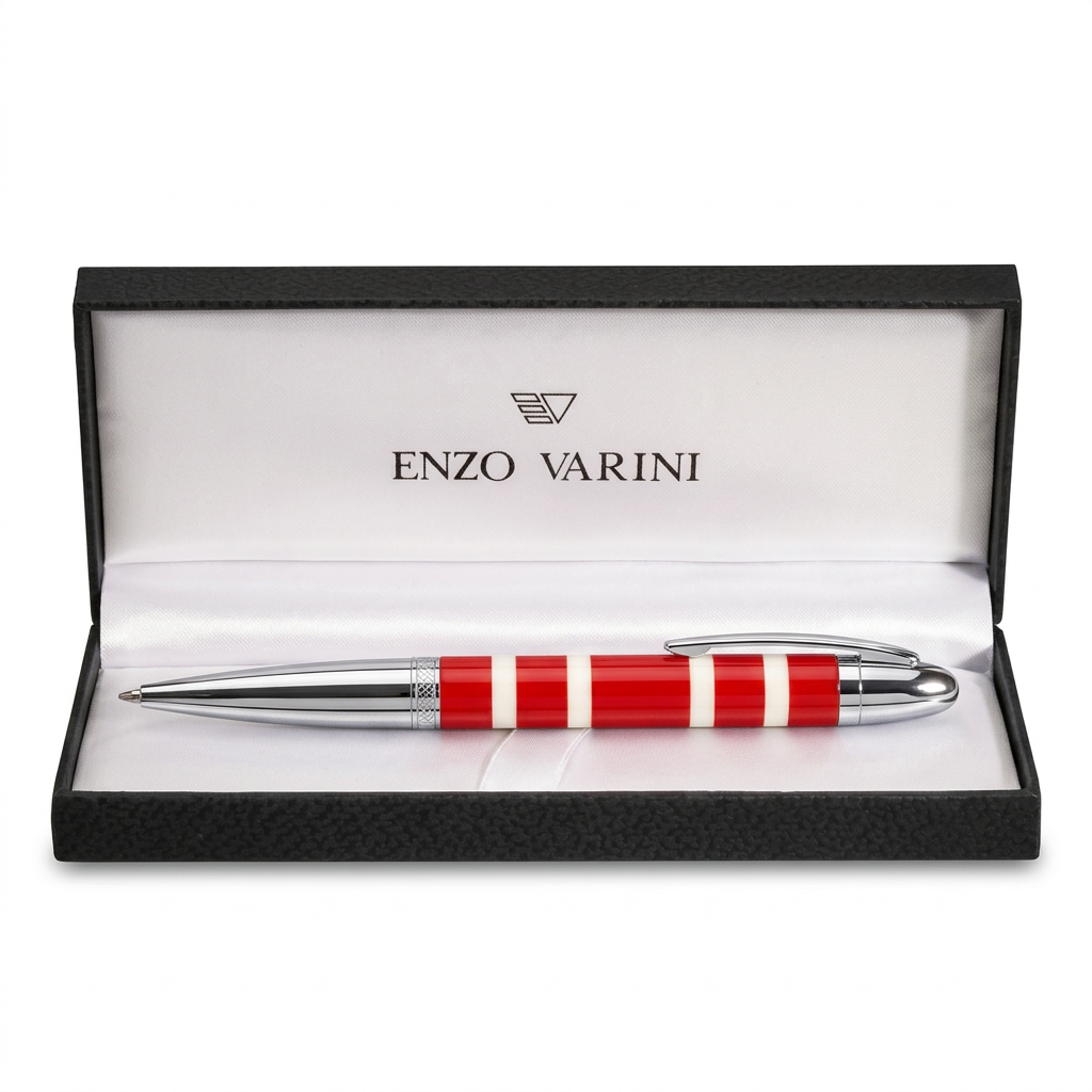 Nouvel aperçu du stylo rouge dans l’écrin Enzo Varini