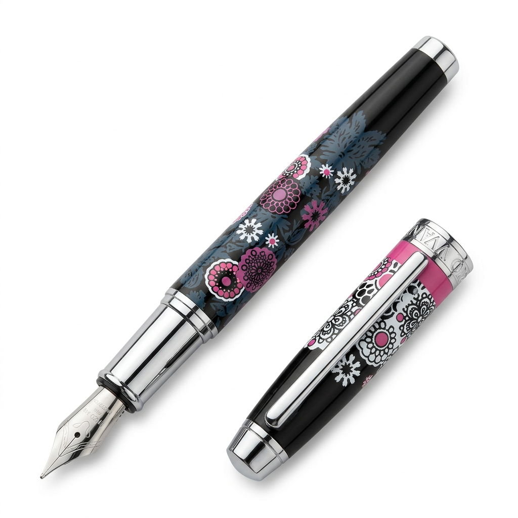 Stylo plume Enzo Varini Mini Taormina ouvert, capuchon en bas à droite