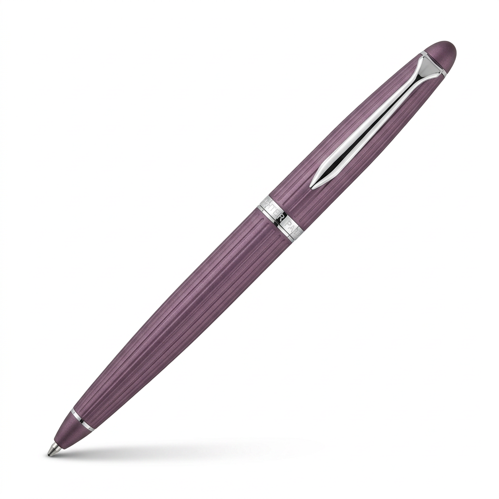 Stylo bille Hechter Paris ALLIANCE Soft violet chromé SD183020A à 45 degrés sur fond blanc