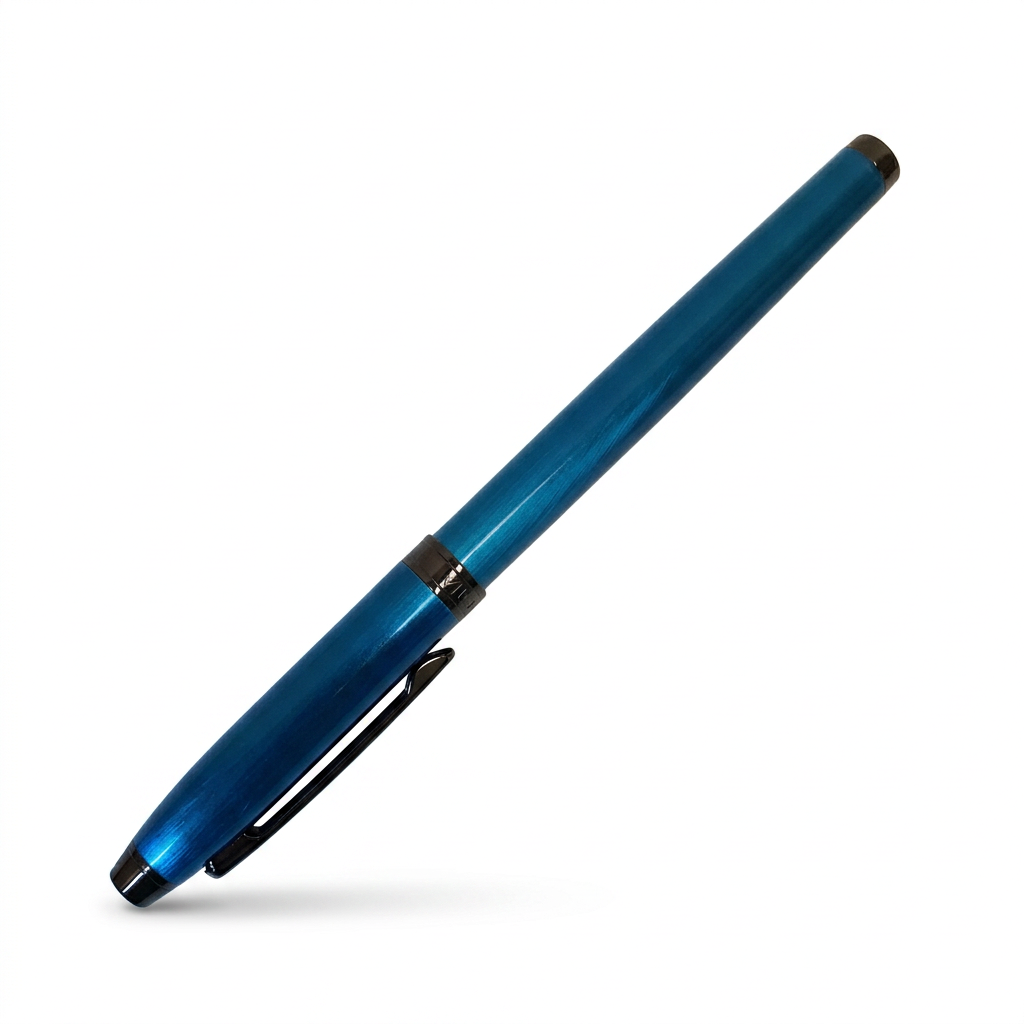 Stylo plume Enzo Varini Taormina XL irisé bleu fermé sur fond blanc