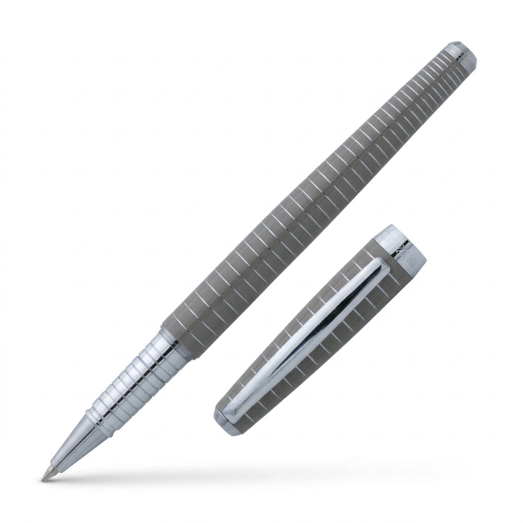 Roller Enzo Varini Faggio gris souris à lignes chromées, capuchon séparé, référence SE823188A