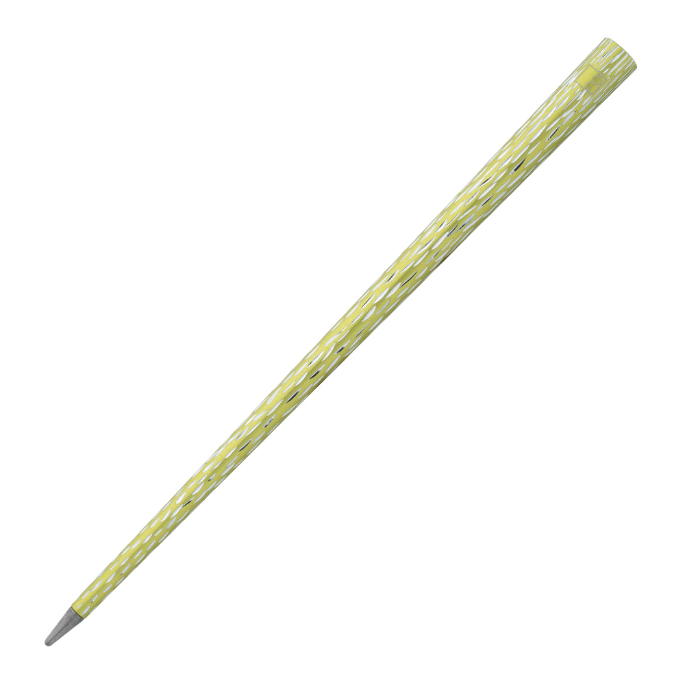 Stylo Forever Pretiosa en jaune citron acide incliné à 45 degrés sur un fond blanc, mettant en avant sa finition vive en jaune citron acide. Ce stylo combine un design audacieux et une technologie d'écriture sans encre, offrant une expérience d'écriture fluide et durable.